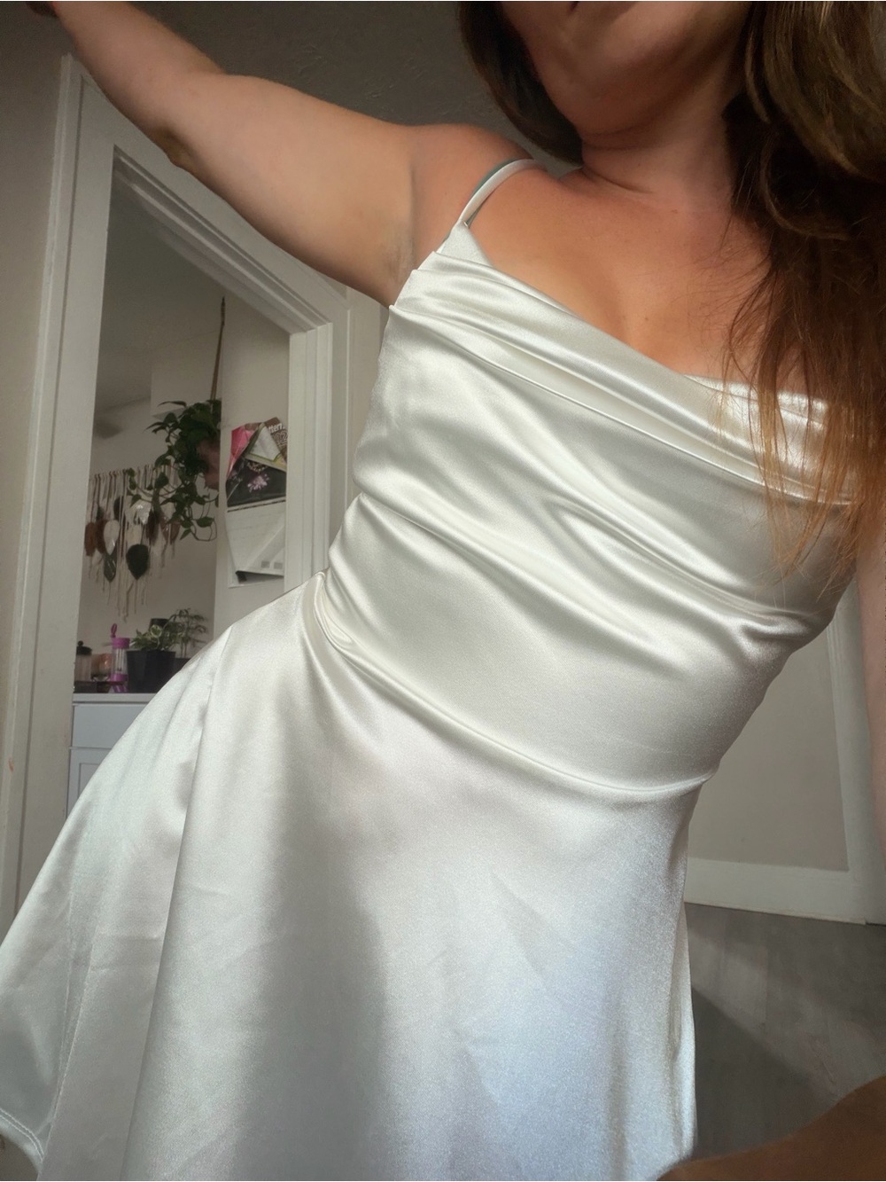 Windsor Ivory Satin Party Mini Dress - Picture 2 of 10